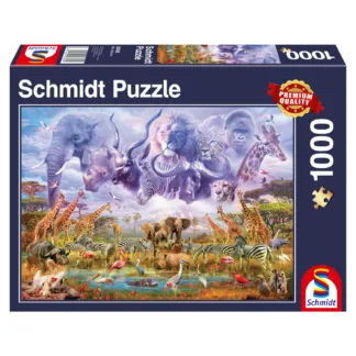 Animals at the Watering Hole by Schmidt